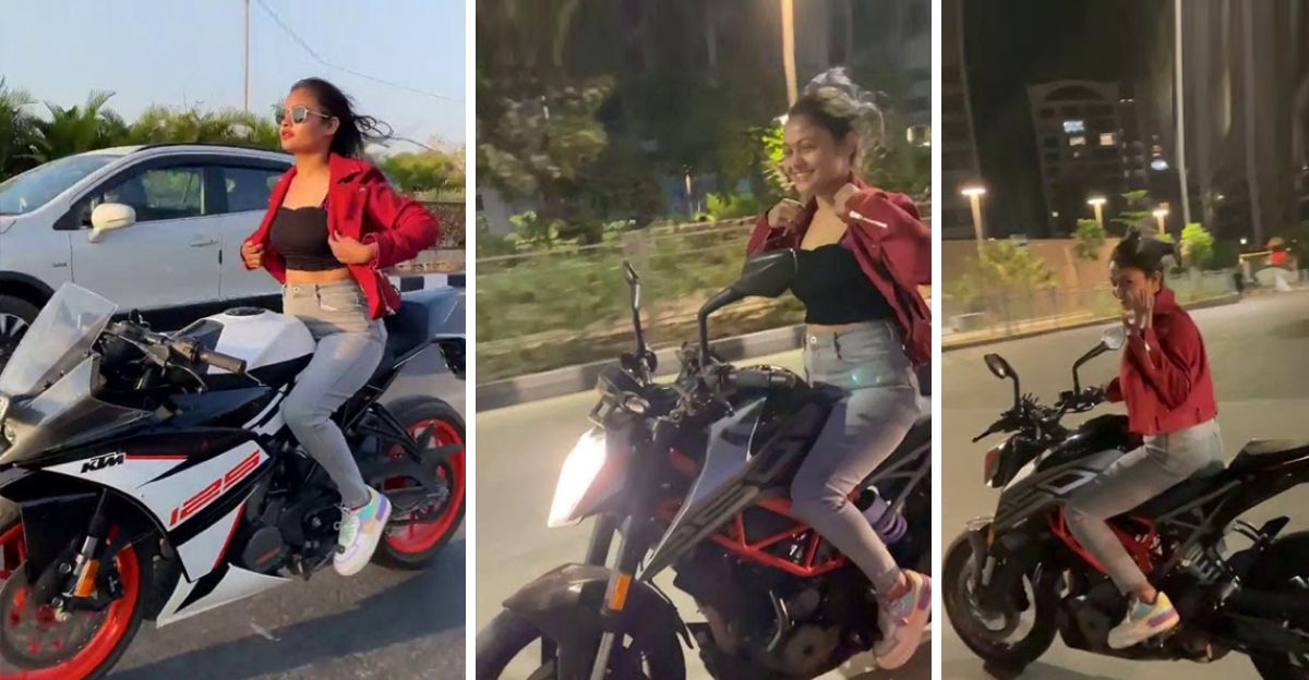 Girl riding best sale ktm rc 390