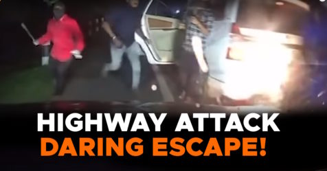 Highway gang attacks a car in Kerala