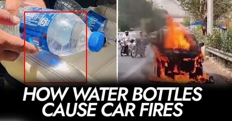 Water bottles left in cars can cause a fire