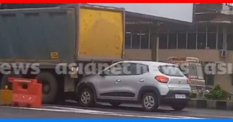 Truck crashes into Renault Kwid while reversing
