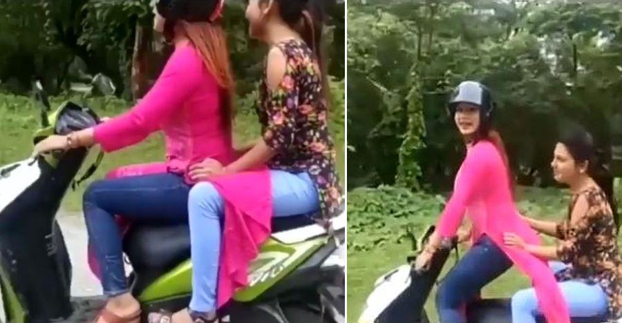 girl riding scooty