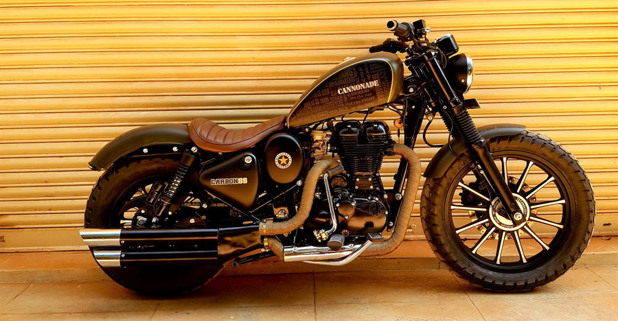 Royal Enfield modified into a wild looking bobber