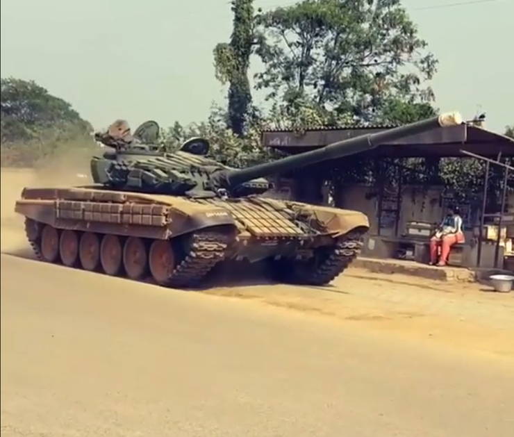 What An Actual Battle Tank Looks Like On An Indian Road Video