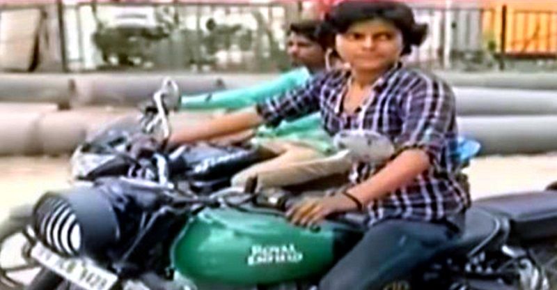 girl with royal enfield