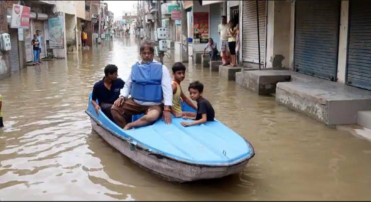 Man fined for using boat on waterlogged roads