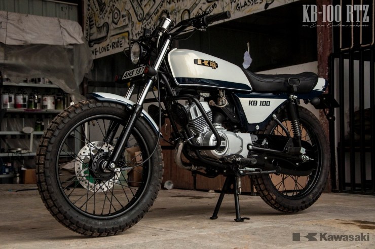 Resto-modded Kawasaki KB100 RTZ two stroke motorcycle: In images