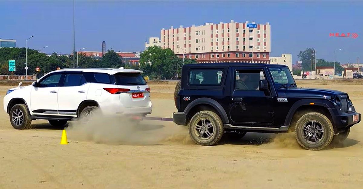 New Mahindra Thar Takes On Toyota Fortuner 4x4 In A Classic Tug Of War