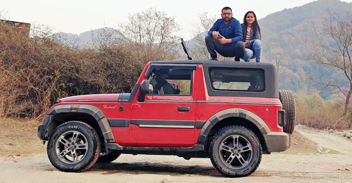 Convertible soft-top 2020 Mahindra Thar modified with a hardtop