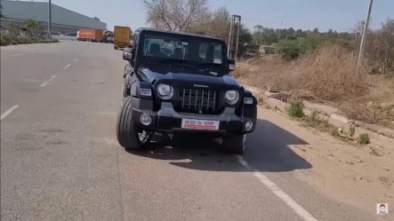 Mahindra Thar modified with 22-inch alloy wheels