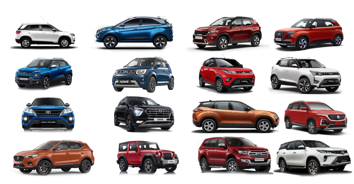 India's Micro, mini, compact and fullsize SUVs Classification of SUVs