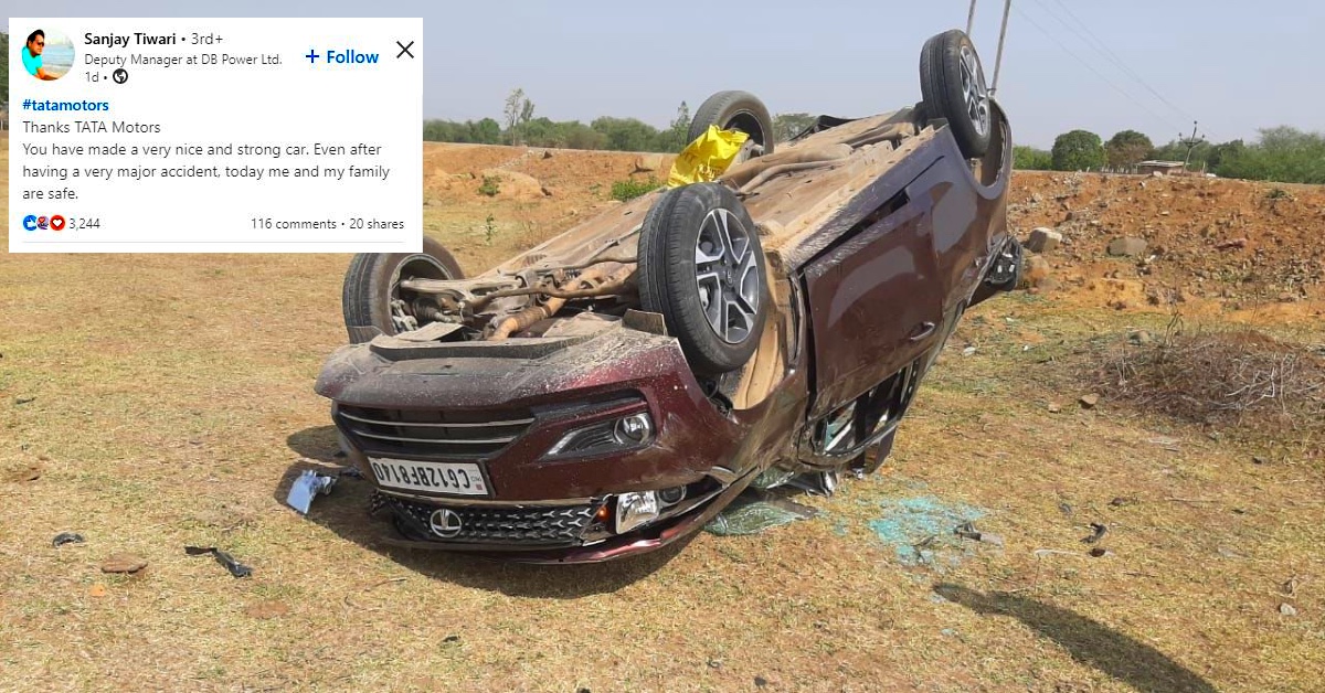 Owner thanks Tata Motors after his Tigor's high-speed crash: All passengers safe