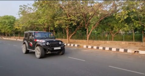 Mahindra Thar modified with Mercdes-Benz G-Wagen style exhaust