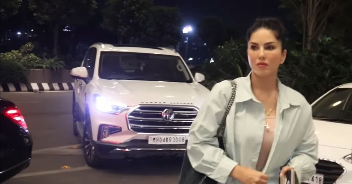 Bollywood Actress Sunny Leone spotted in MG Gloster SUV at the airport