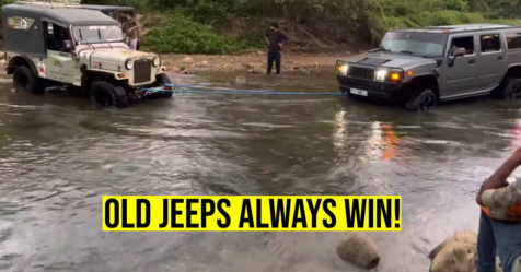 Hummer gets royally stuck: Old Mahindra Jeep to the rescue [Video]