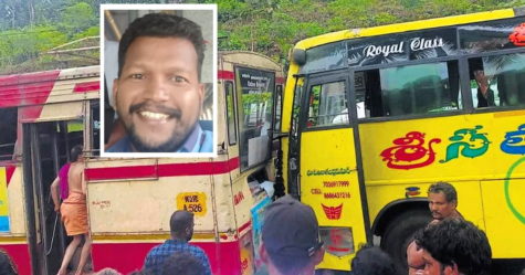 Tourist bus' brakes fail; KSRTC driver uses own bus to stop it