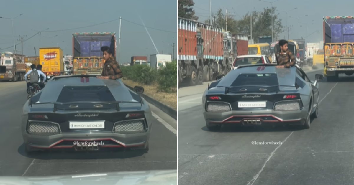 Video of kid sticking head out of a moving Lamborghini Aventador replica  goes viral