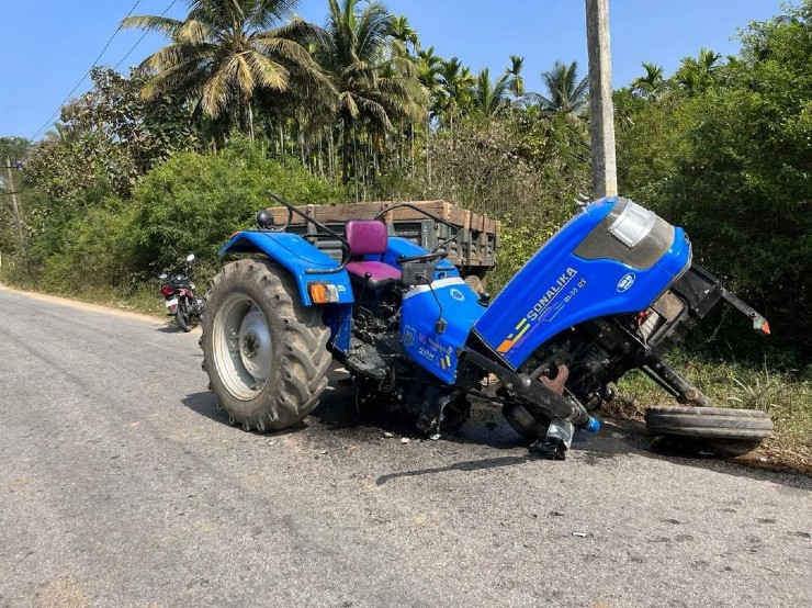 Tata Tiago がトラクターに衝突: トラクターが 2 つに分裂 [Video]