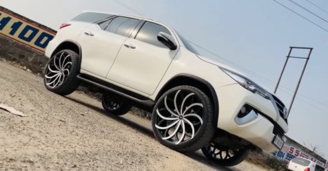 Toyota Fortuner modified with aftermarket alloy wheels worth Rs 2.5 lakh