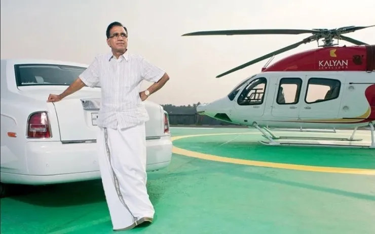 T.S Kalyanaraman with his private helicopter