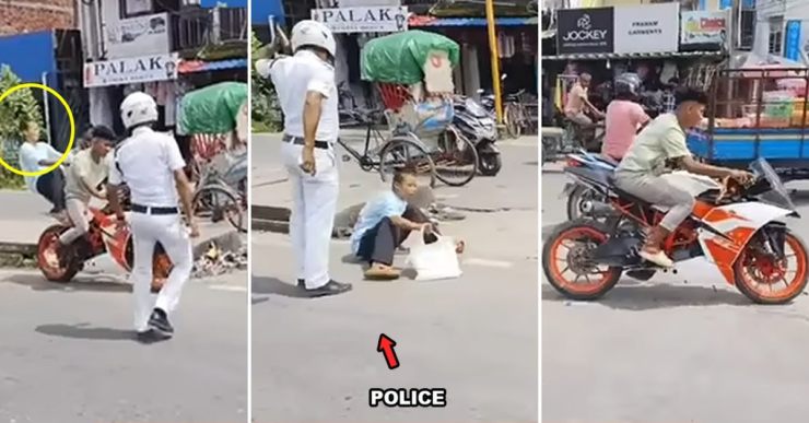 Pillion Girls Fall From A KTM While Rider Escapes From Cop