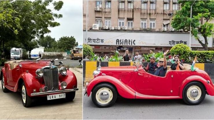 Indian family starts Gujarat-to-London road trip in a 73 year-old vintage MG car