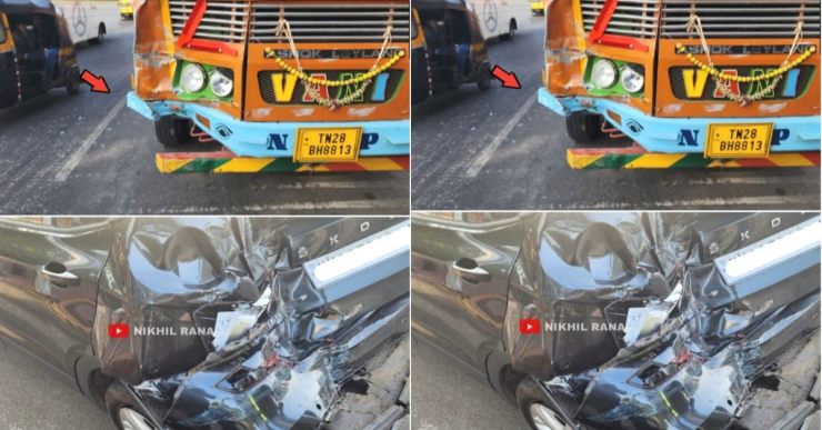 Loaded truck crashes into the rear of Skoda Kushaq: Owner impressed with the build quality