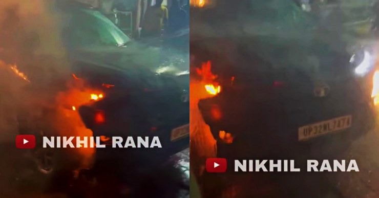 6 month-old Tata Harrier Dark Edition catches fire while driving [Video]