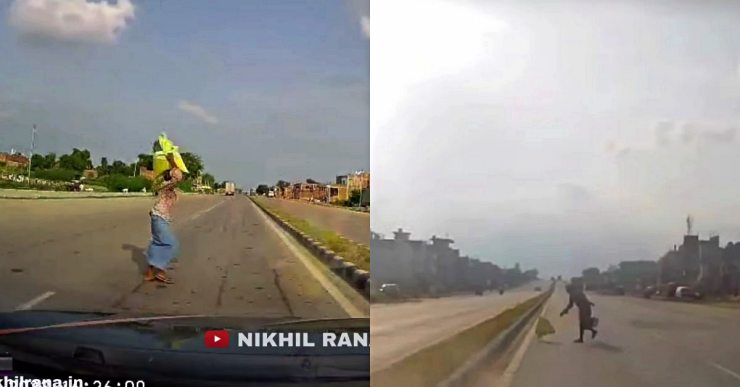 Tata Nexon at 108 Kmph narrowly misses hitting man on a highway [Video]