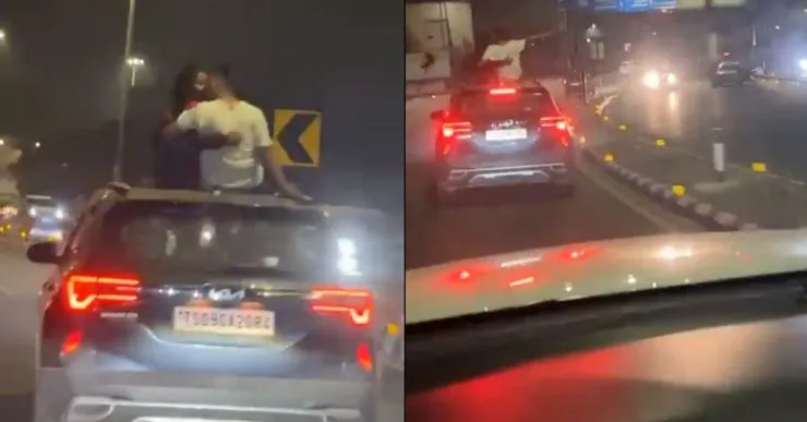 Video of couple from Hyderabad romancing on the roof of moving Kia ...