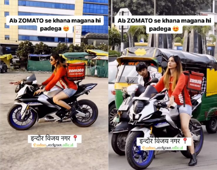 Zomato delivery girl riding Yamaha R15 goes viral: Internet users want her to be fined for not wearing helmet