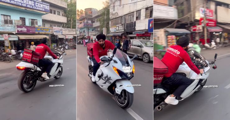 Zomato ‘delivery boy’ riding Suzuki Hayabusa superbike goes viral on Instagram [Video]