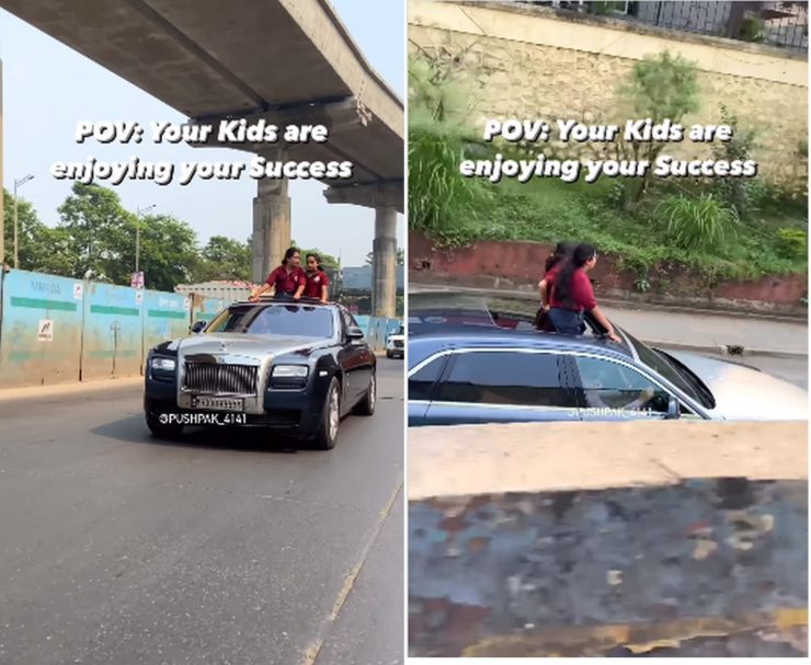 School girls hang out of moving Rolls Royce’s sunroof [Video]