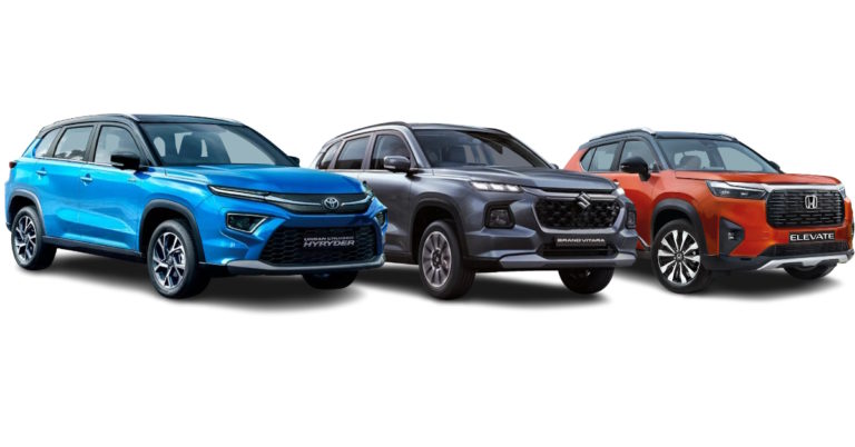 Maruti Suzuki Grand Vitara vs Toyota Urban Cruiser Hyryder vs Honda ...