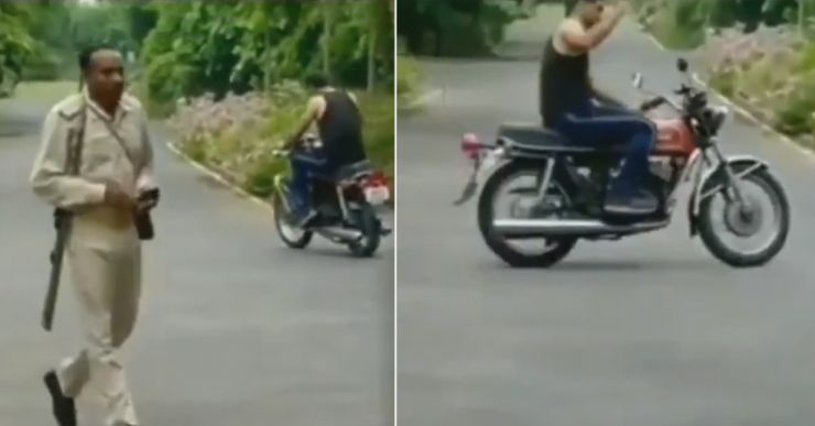 Dhoni’s farmhouse is so big that he needs to drop his security guard on his Yamaha RD350 [Video]