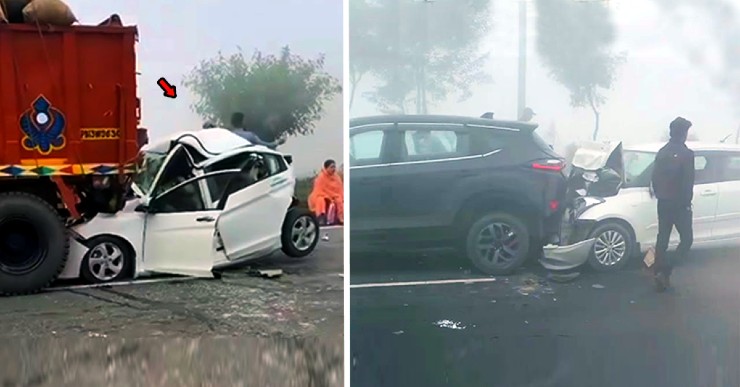Fog in North India causes 100 vehicle pile-up [Video]