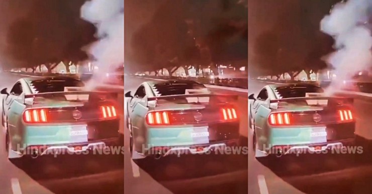 Man bursts fire crackers from moving Ford Mustang for wife’s anniversary: Arrested [Video]