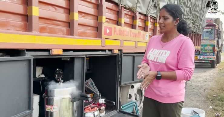 Woman truck driver shows how she cooks food in her Bharat Benz while driving across India [Video]