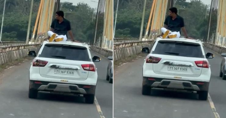 Tourist sits on roof of moving Maruti Brezza SUV in Goa: Cops arrest him after video goes viral