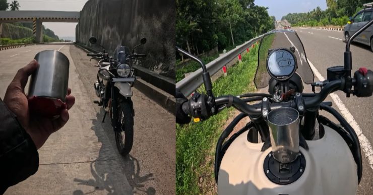 Royal Enfield Himalayan 452 vibrations tested using the popular water cup test: Here’s the result [Video]