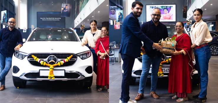 Priya Mani taking delivery of Mercedes GLC