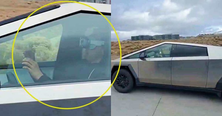 Man seen wearing Apple Vision Pro While Driving his Tesla Cybertruck on highway