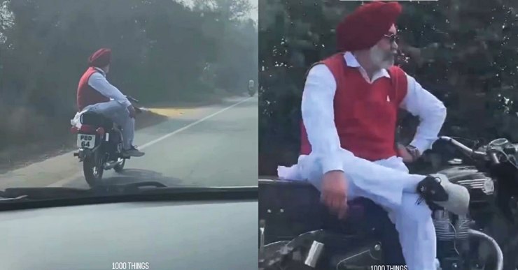 Sikh Grandpa Stunts On A Speeding Royal Enfield Bullet [Video]