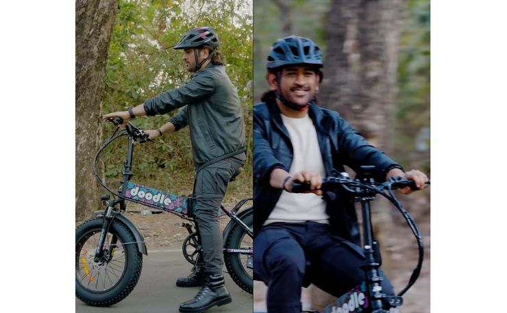 Dhoni riding electric cycle