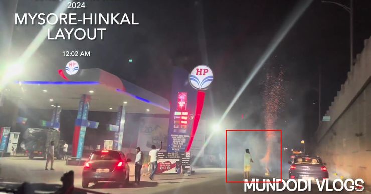 Man Bursting Crackers Near Petrol Bunk In Karnataka Is Plain Stupid [Video]
