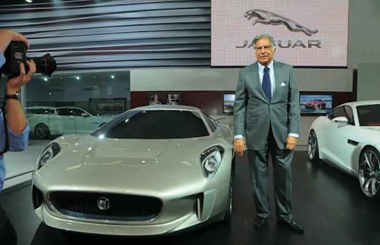 Ratan Tata with Jaguar concept car