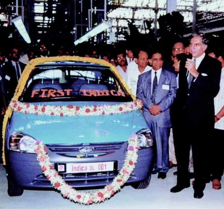 Ratan Tata with first Tata Indica