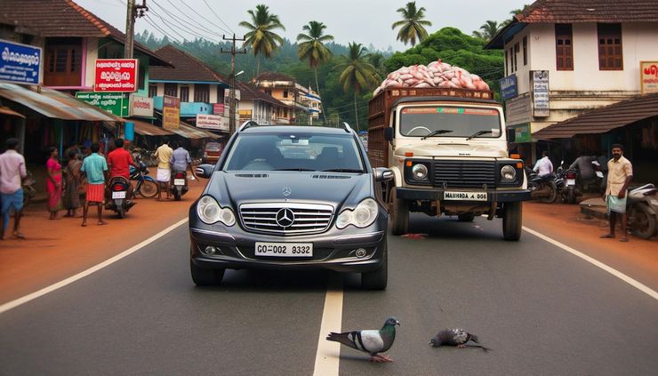 2 Lakh Loss After Mercedes Driver Brakes To Save Baby Pigeon On The Road