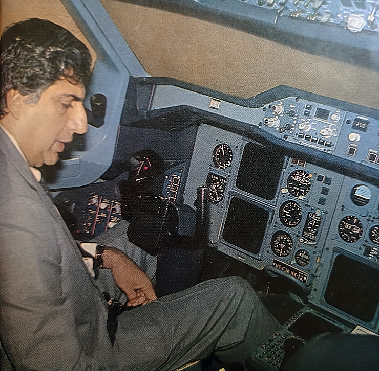 Ratan Tata in cockpit simulator