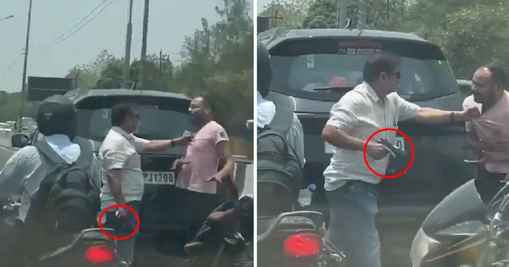 Safari owner hitting cab driver with pistol butt