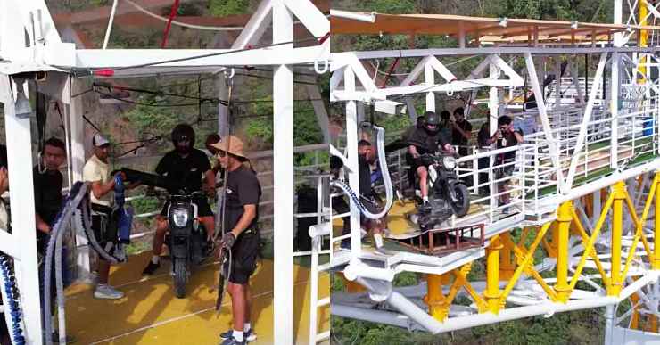 Bungy jump with bike